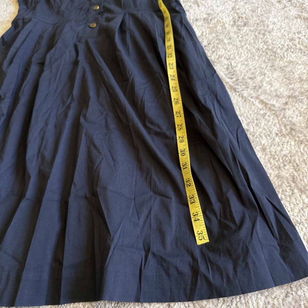 Tory Burch Sz 8Nautical Navy Blue & Gold Button Short Sleeve Dress With Pockets - Picture 13 of 14